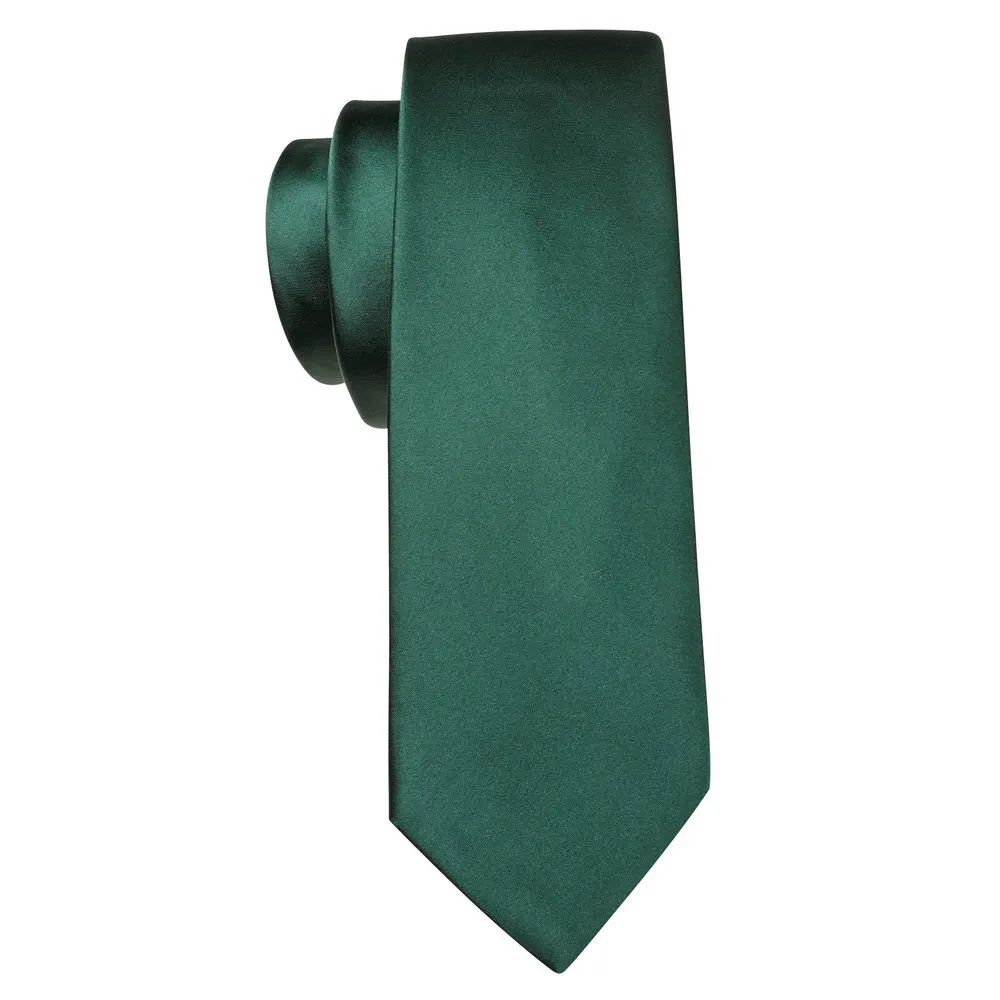 Dark Green Silk Solid Men Ties With Pocket Square Cufflinks Set Elegant Woven High Quality Suit Necktie Wedding Party Barry.Wang