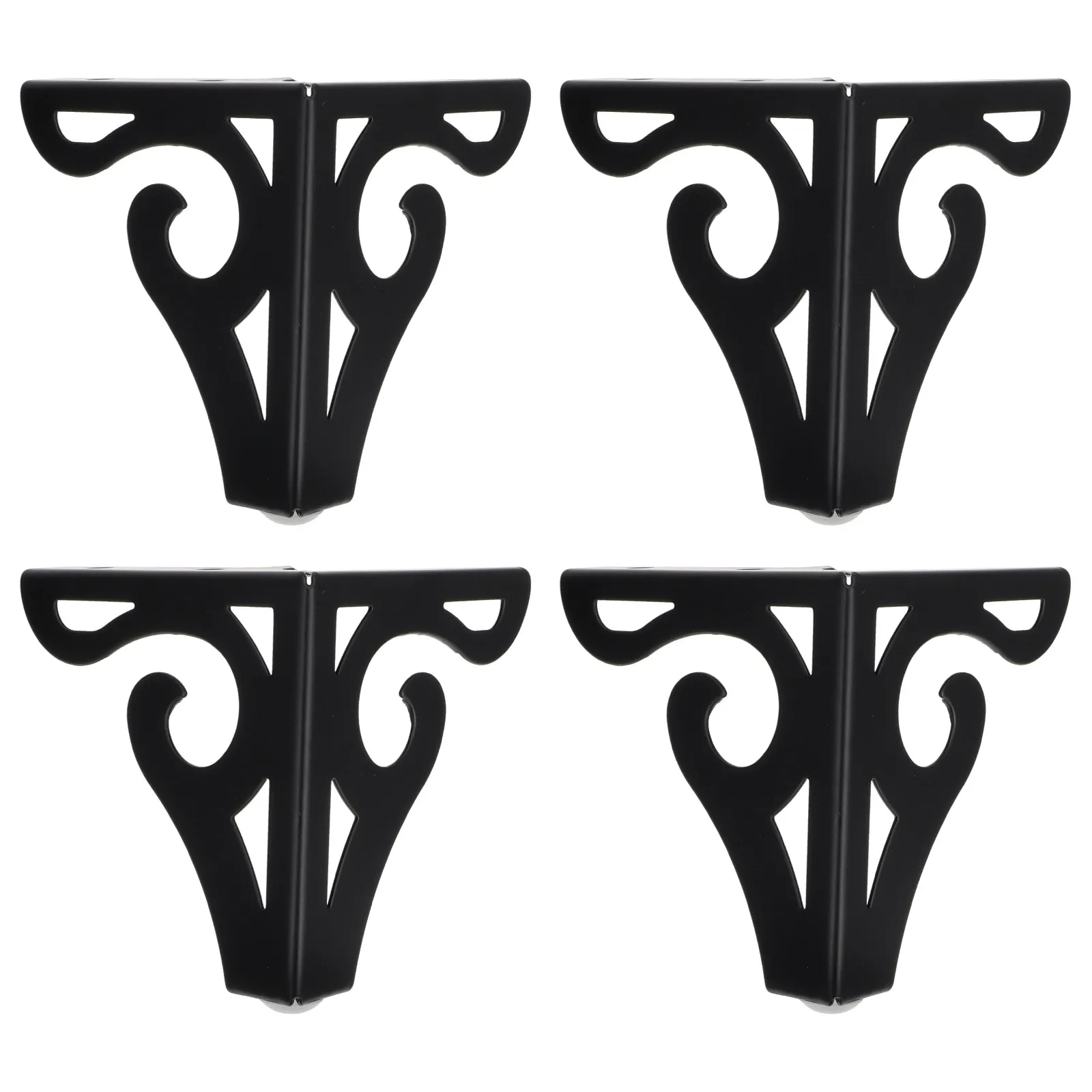 4Pcs Iron Furniture Legs Hollow Design with Floor Protecting Rubber Pads for Sofa Cabinet Bed Table Chair
