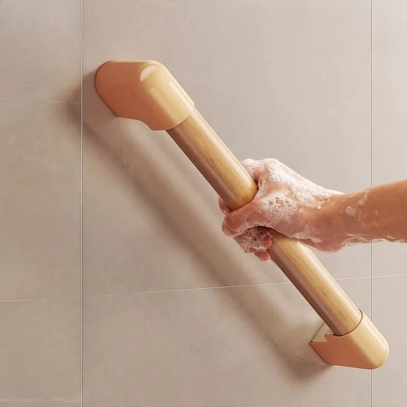 

Ручка-опора для ванной комнаты и туалета из АБС-пластика с текстурой дерева, 30/40/50/60 см, противоскользящая, для душа, в японском стиле, с функцией полотенцесушки