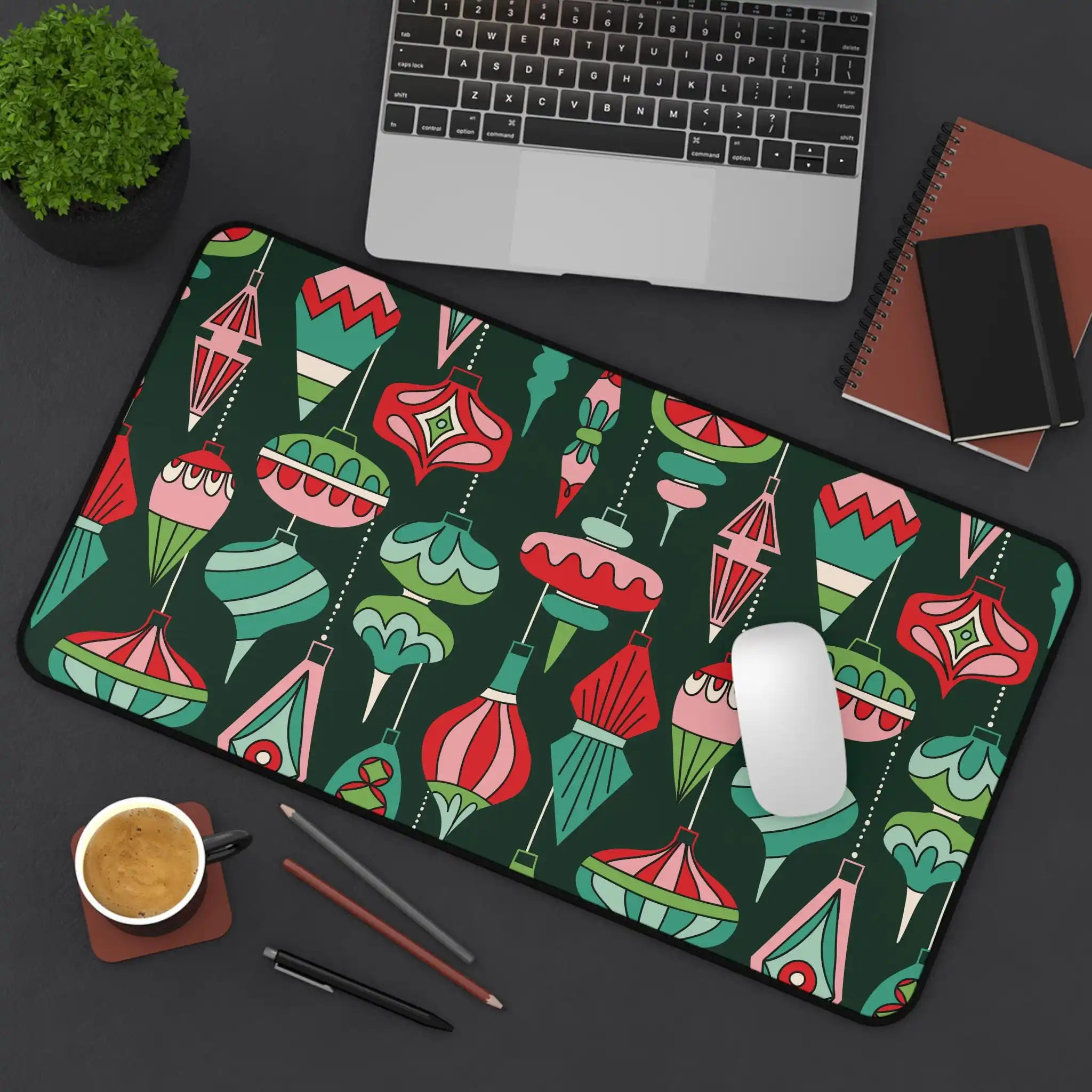 

Christmas Office Decoration Deskmat,festive Office Decoration,gaming Mouse Pad,floral Desktop Accessory, Winter Home Office Gift