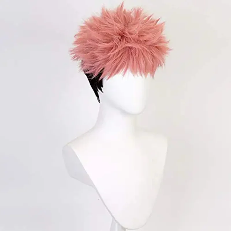 Shancon อะนิเมะ Yuji Itadori วิกผมสีชมพูผสมสีดําสั้น Curly Party ฮาโลวีนคอสเพลย์ Props อุปกรณ์เสริมสําหรับผู้ใหญ่