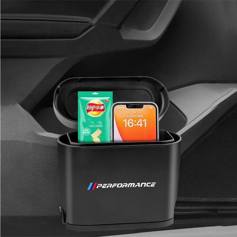 Car Trash Can Hanging Trash Bin With Drink Holder Organizer Box For BMW E36 E46 E53 E90 E60 E61 E93 X1 X2 X3 X5 X7 M Performance