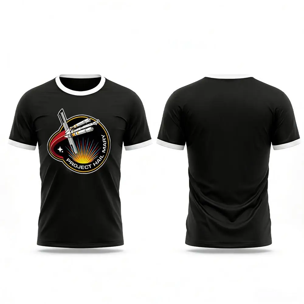 New Project Hail Mary Theme T-shirt Science Fiction Fan Mission Badge Retro Space Pattern Tee Men's And Women's Book Lover Gift image 3