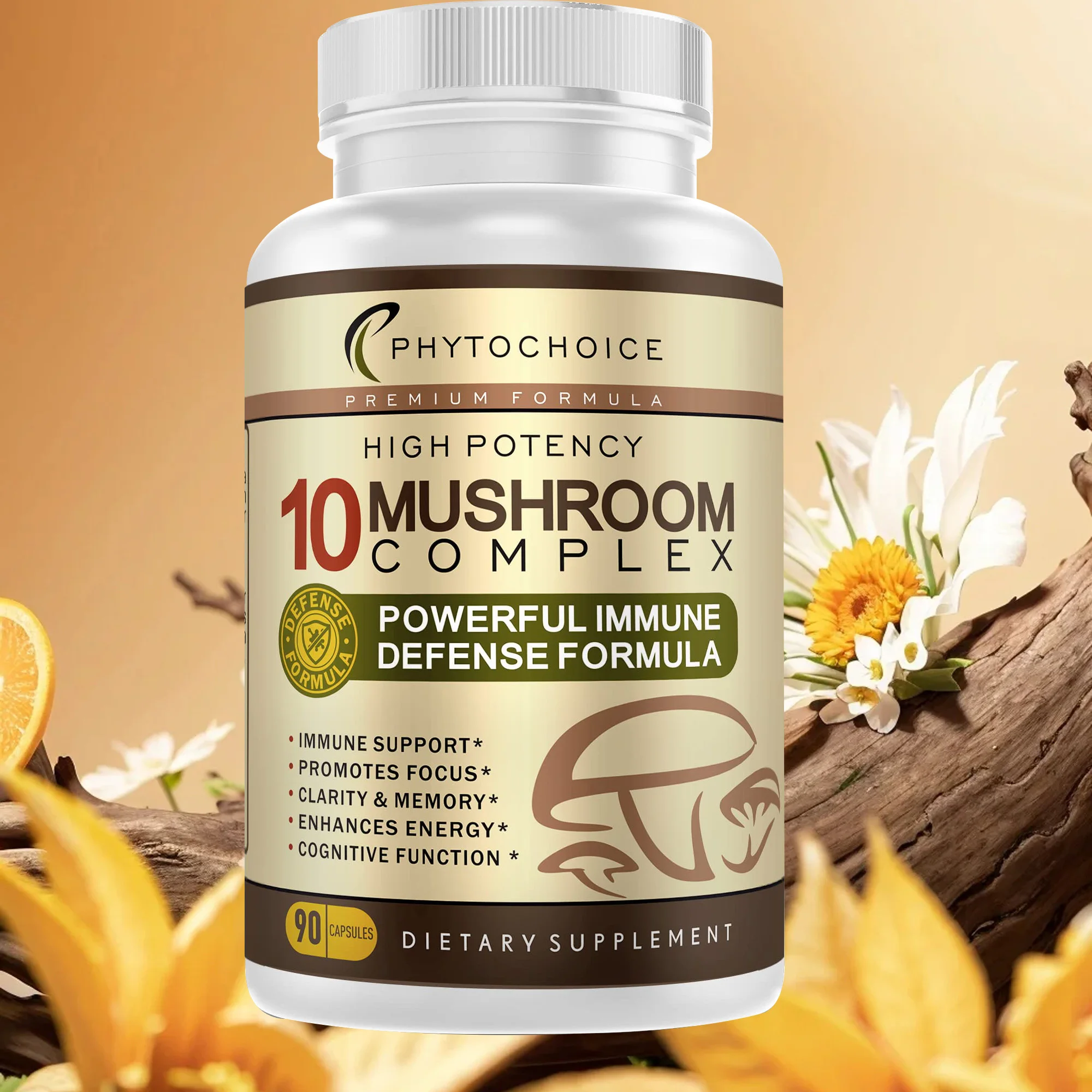 

Органические капсулы с грибами — комплекс 10-в-1 с экстрактами кордицепса и рейши — поддерживает работу мозга, иммунитет и общее здоровье