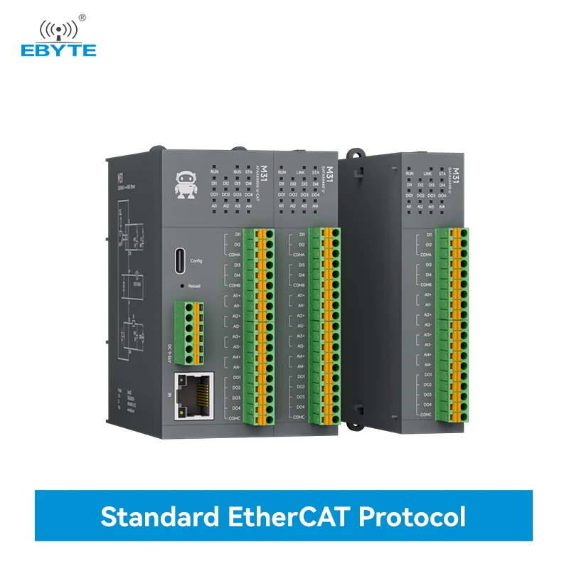 Ebyte M31 Series EtherCAT Remote I/O Module Distributed Slave Dual Ethernet Ports Acquisition Switch Analog Digital Signals