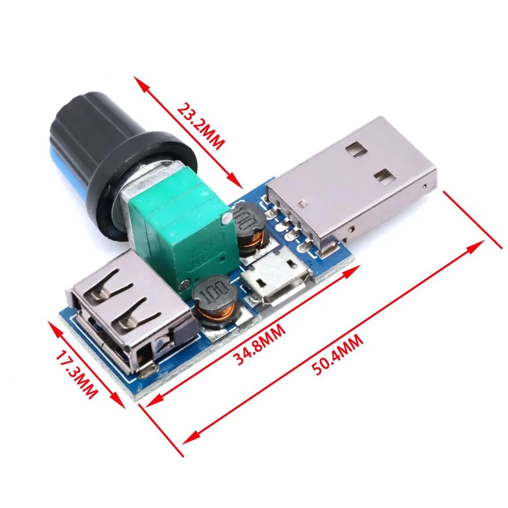 1/2/5/10PCS 5W USB Fan Air Volume Speed Stepless Governor Module Fan Speed Controller Cooling Tool Input DC 4-12V Output 2.5-8V