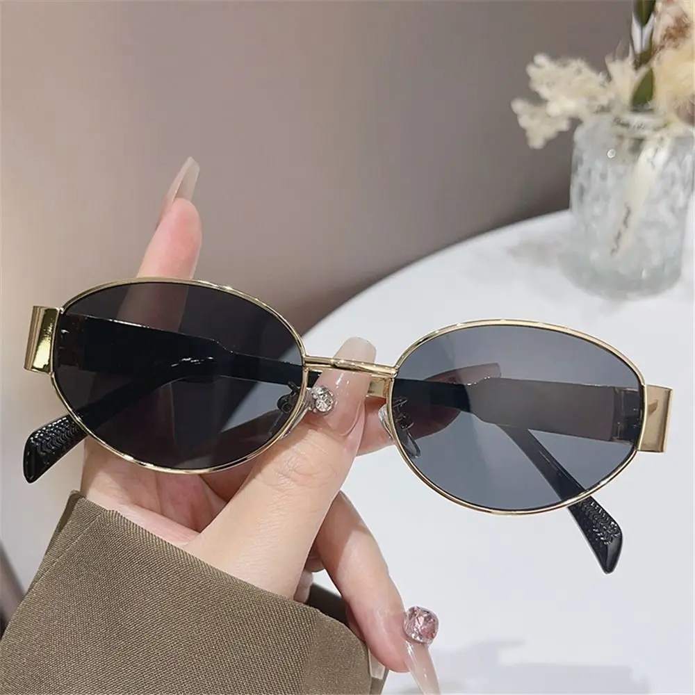 Retro Metal Frame Oval Sunglasses UV400 Protection Summer Punk Sun Glasse Streetwear Accessories for Women & Men