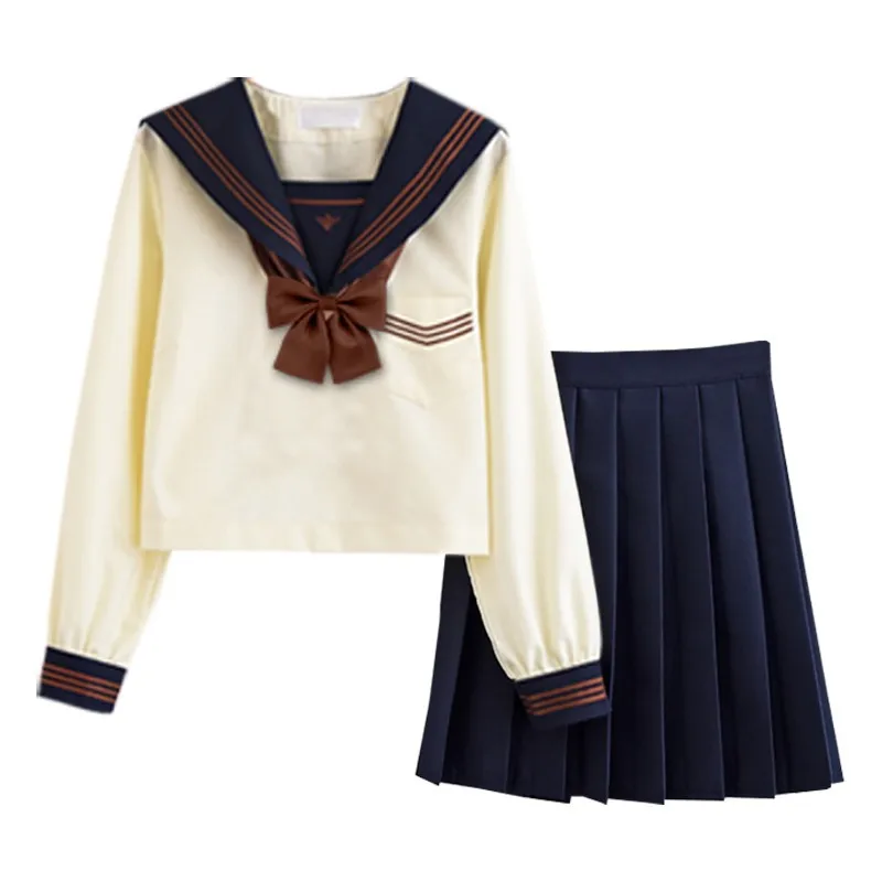 Abito Jk per ragazza uniforme scolastica giapponese Abito sexy a maniche lunghe da donna con tre cravatte primaverili e autunnali