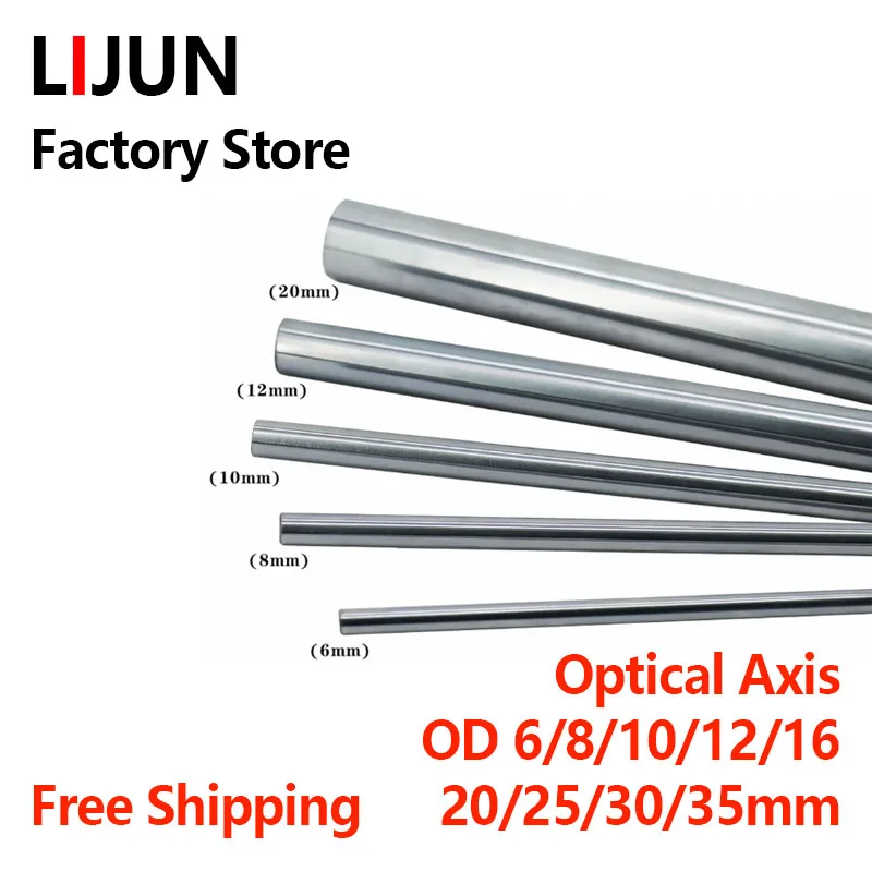 LIJUN 2pcs Optical Axis Cylinder Linear Rail Chrome-Plated Hard for 3D Printer OD 8mm 10mm 12mm 16mm 20mm 25mm 30mm 35mm Shaft