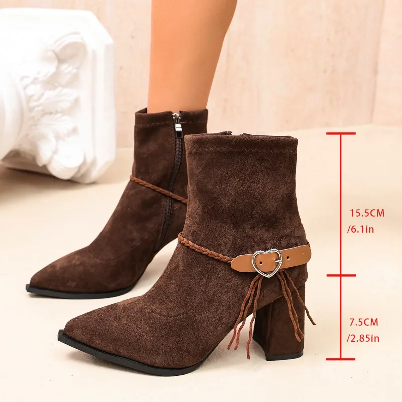 Pleated Pile Booties Women 2026 New Temperament Pointed Toe Zipper High Heels