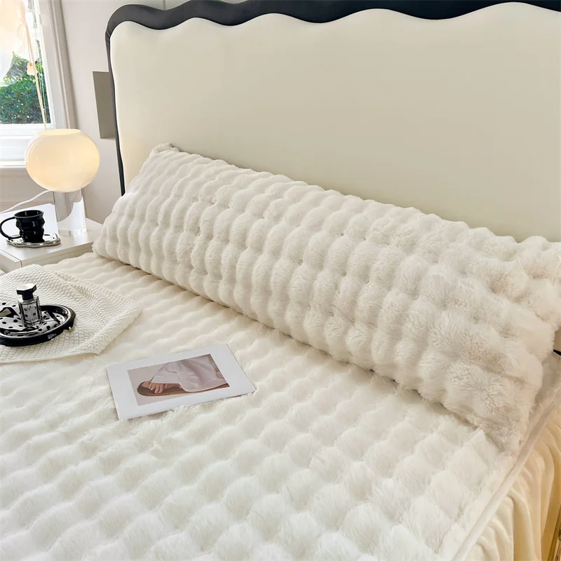 ふわふわの枕カバー,サイドジッパー,長い豪華なベッドカバー,暖かくて毛むくじゃらの枕カバー,純粋な色,冬