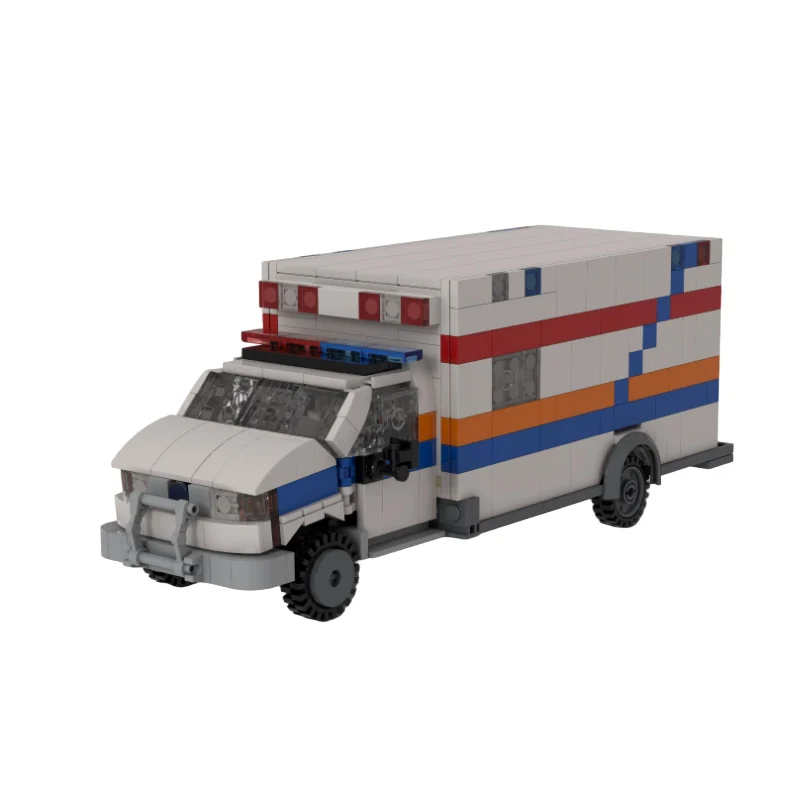 Military Ambulance Vehicle Model MOC Building Bricks War Equipment Style Modular Technology Gifts Holiday Assemble Toys Suit