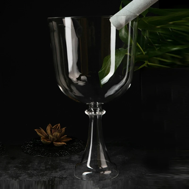 휴대용 크리스탈 노래 그릇 투명한 소리 그릇 명상 요가 티베트 노래 그릇 소리 치유 악기