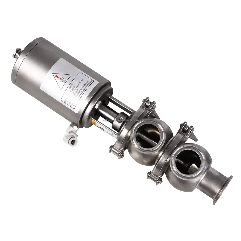 SS304/316L Stainless Steel DN25 Sanitary 3 Way Pneumatic Control Reversing Valve Divert Seat Valve