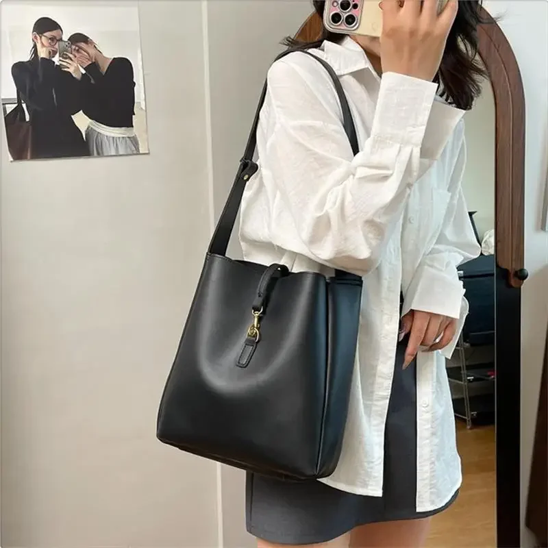 Bandolera de cuero suave a la moda y elegante, bolso cruzado de gran capacidad para mujer, bolsos de mano sencillos a la moda para ir al trabajo, regalos
