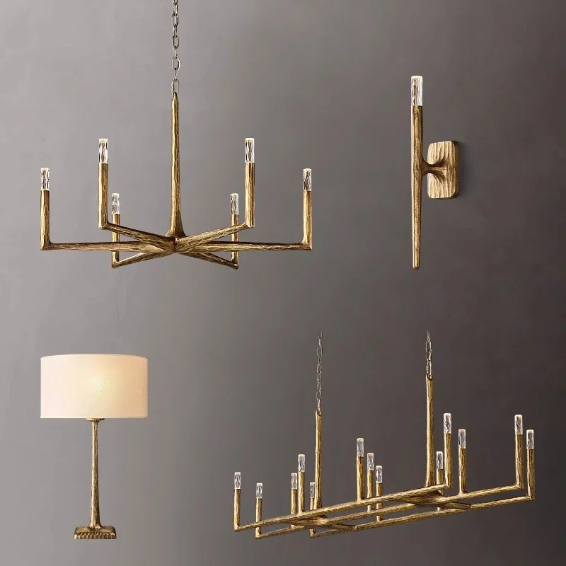 

Vintage American Retro Copper Crystal LED Brass Black Chandelier Lighting Lustre Suspension Luminaire Lamps For Dinning Room