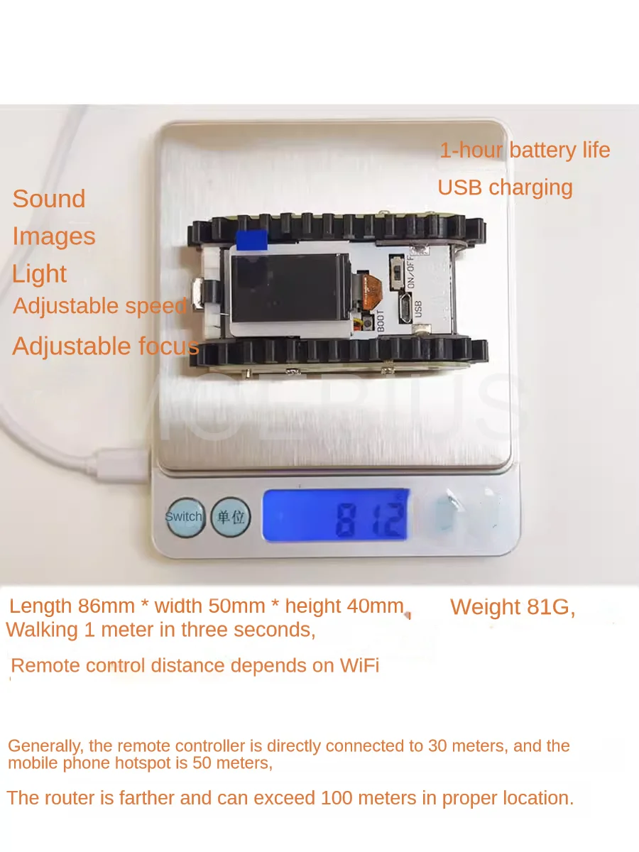 Mini Robot de detección de tuberías con cámara, transmisión de imágenes, WiFi, Fpv, Control de teléfono móvil, vídeo, placa de desarrollo Esp32