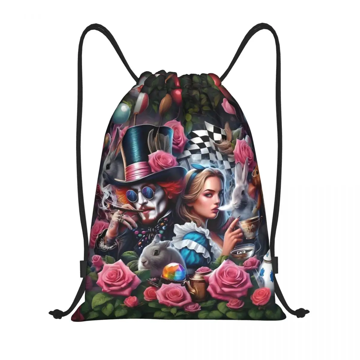 مخصص أليس في بلاد العجائب الرباط حقيبة الرجال النساء خفيفة الوزن الرياضة الصالة الرياضية تخزين الظهر