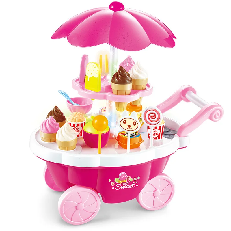 New Ice Cream Candy Trolley House Play Toys Candy Car Ice Cream Candy Cart House Brain Game Kids Toys Children\'s Gift Toys Set