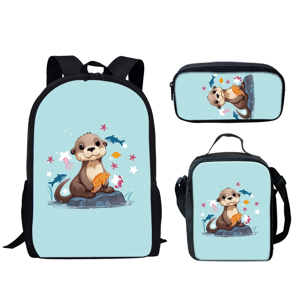 

Belidome Casual 3Pcs School Bags Cute Sea Lion Print Lightweight Backpack for Teen Boys Girls Travel Bookbags Back to School