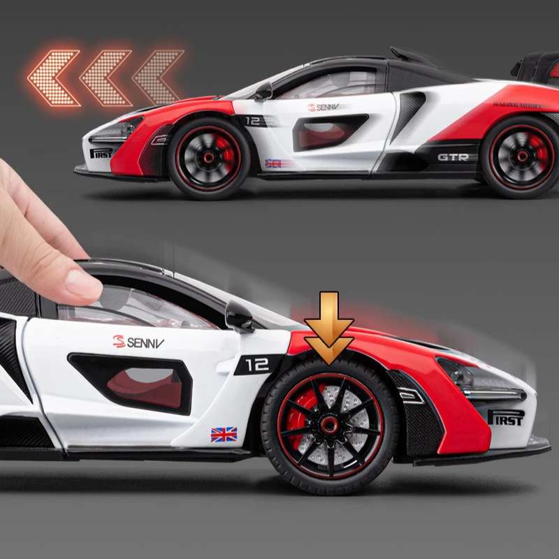 1:24 senna carro esportivo versão spray liga simulação modelo de carro luz sonora puxar para trás menino modelo de carro de brinquedo ornamento colecionável