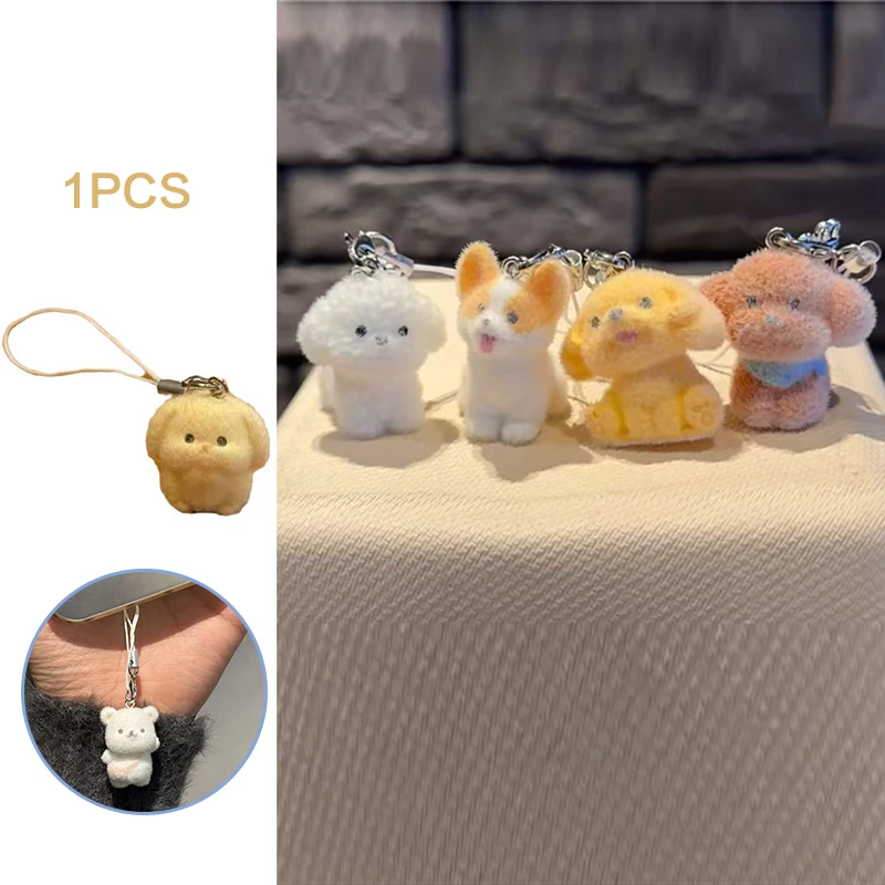 

Мультяшный 3D-брелок с флокированием в виде милого животного, подвеска для сумки, брелок для автомобиля, ремешок для телефона, аксессуар для рюкзака, подарок