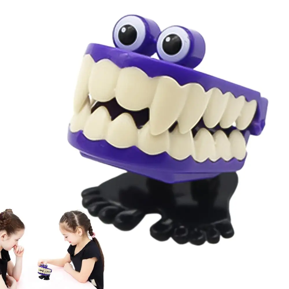 Red clockwork chattering teeth toy product image