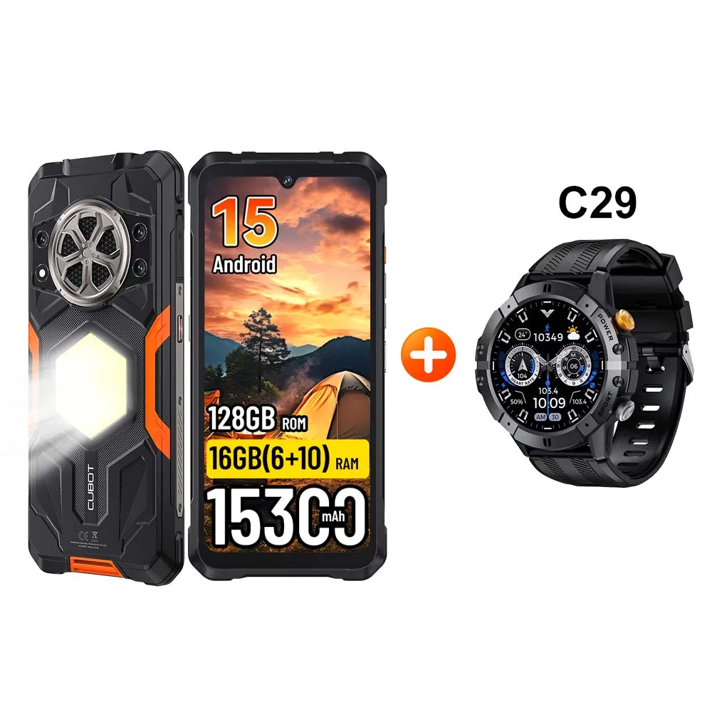 Verzending vanuit Polen: CUBOT KingKong Power 5 16GB RAM (6+10) 128GB ROM Robuuste Smartphone Android 15 15300mAh 6.88" Campinglamp
