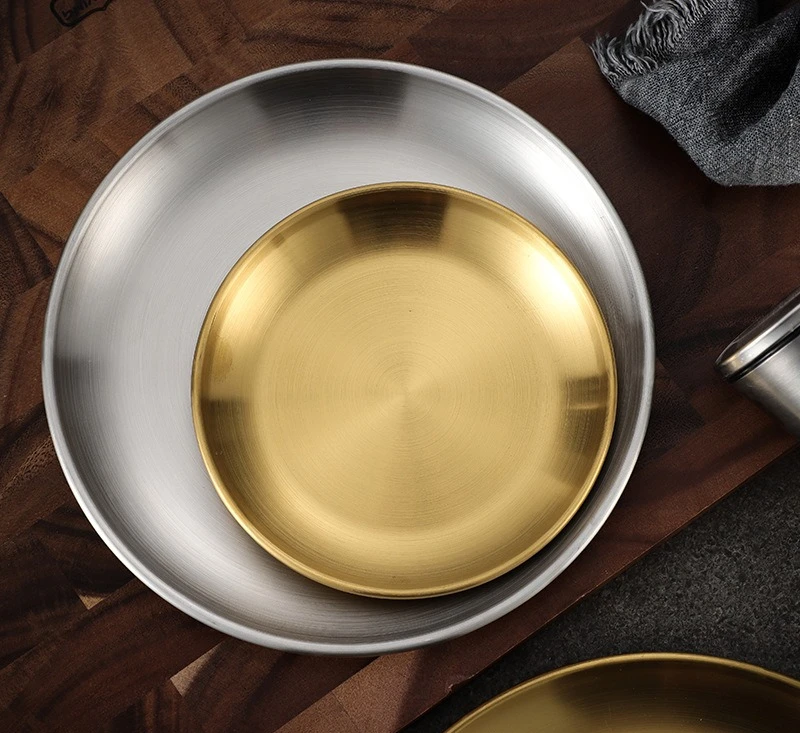 

Посуда, диск из нержавеющей стали 304, утолщенный золотой поднос на заказ, блюдце из кости фруктового торта, тарелка для барбекю