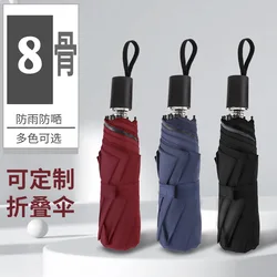 Triple fold black rubber sunsha cd wood handle, eight strand business advertising umbrella