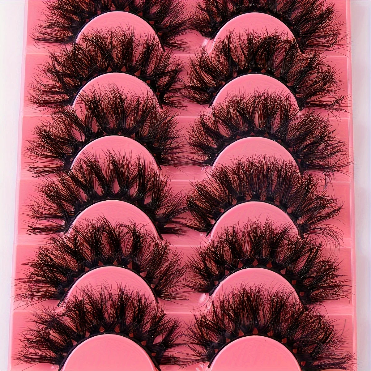 7 PAIRS faux Lashes Fluffy False Eyelashes17mm Full Wispy Lashes 8D Volume Curly Fake Eyelashes 7 Pairs Faux Mink Lashes Multipa