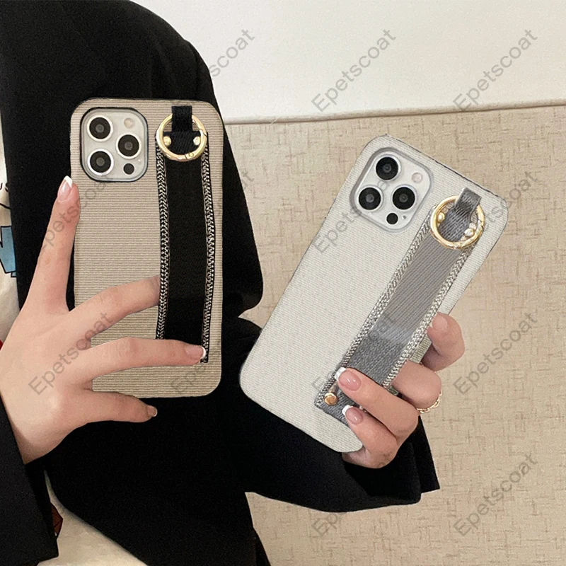 Wristband ring buckle embroidered leather phone case suitable for iPhone 16promax 15plus 14 13 12 11 Pro wholesale 125