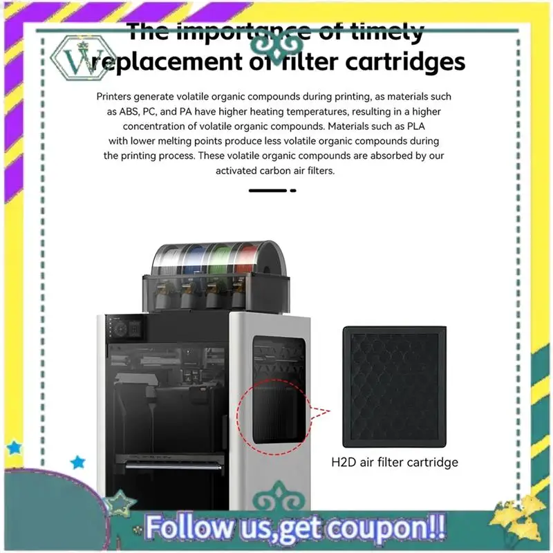 NEW 2Pcs For Bambu Lab H2D Air Filter  Activated Carbon Air Purifier Filter Replacement For 3D Printer Accessories