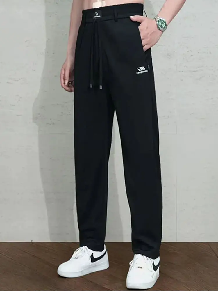 

Ice Silk Me Men's Straight Leg Casual Pants Summer Cool Qui Dry Breathable Loose Elastic Waist Stretchy Trousers