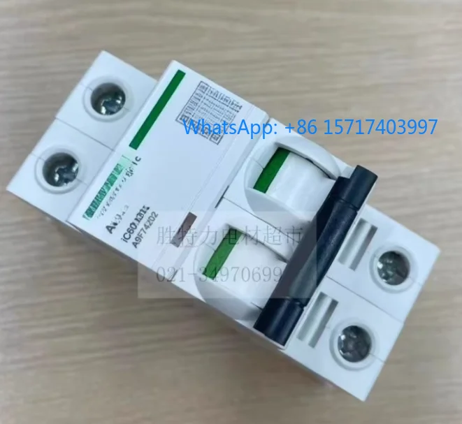 

A9F74202 MCB Miniature Circuit Breaker 2-Pole 2A, Type C Trip Characteristics Acti9 IC60N 6kA