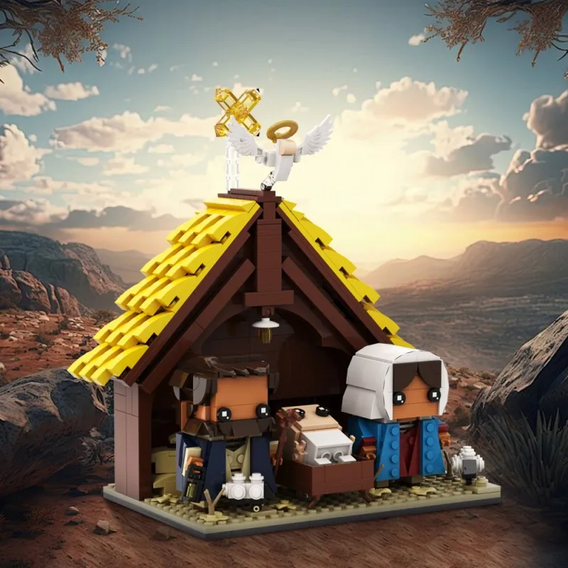 MOC Joseph Mary and Baby Jesus Brickheadz Building Blocks Classic Cartoon Anim Figures Kids Toys Christmas Gifts for Children