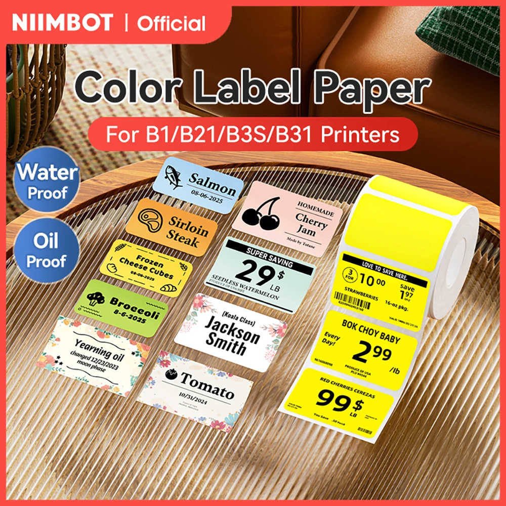 2 Rolls NIIMBOT Color Labels Thermal  Self-adhesive Sticker DIY Name Price Tag Paper Business Home Use for B1 B21 B3S B4