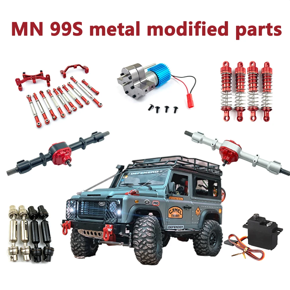 

MN D90 MN99S RC Car Spare Parts Drive Shaft 370 Metal Wave Box Parts Shock Absorber Tie Rod Axle Housing Pedal Beam Bumper