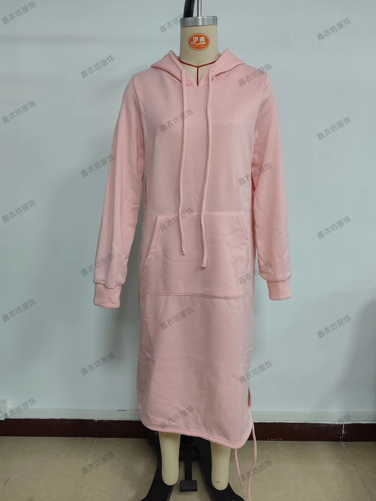 Pullover Hooded Hoodie Regular Thickness Elegant Commuter with Pocket Sweatshirt Loose Fit Wrinkle Treatment Long Hoodie