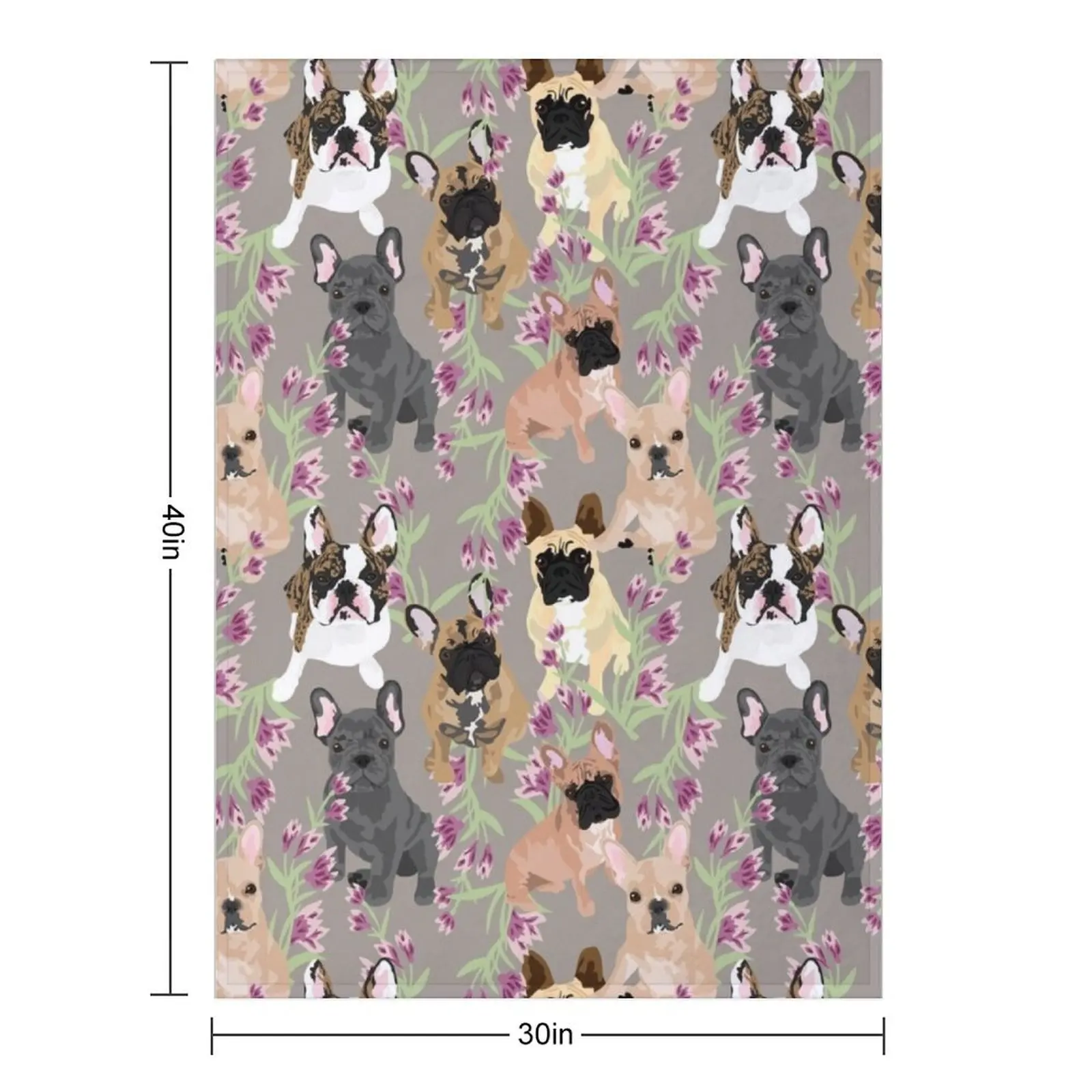 بطانية رمي الزهور من Frenchie، بطانيات زخرفية ثقيلة ذات شعر دافئ