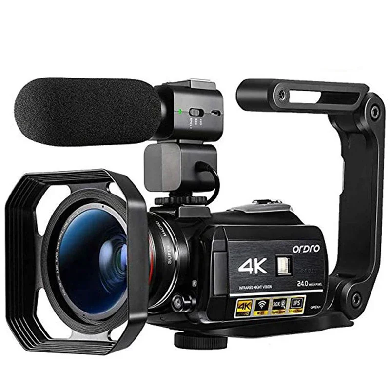 4K Camcorder Vlogging Camera for YouTube ORDRO HDR-AC3 Ultra HD Video Camera 1080P 60FPS IR Night Vision Wi-Fi Camera Recorder