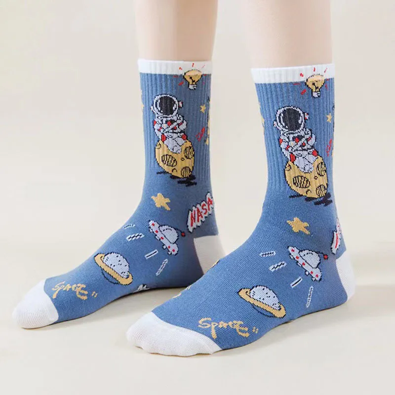 5/10 Pairs High Quality Men's Spring Mid length Socks Cartoon Socks High Top Cotton Socks Men Women Versatile Trendy Socks