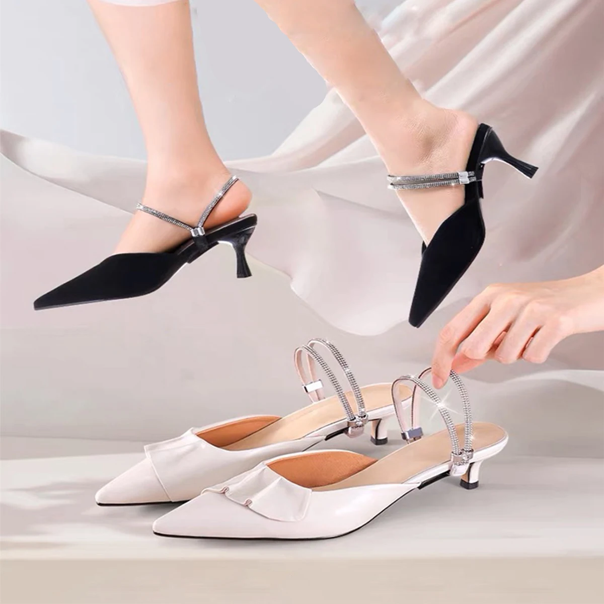 1 Paar Anti-Drop-Schnürsenkel, keine Installation erforderlich, elastische Befestigungsriemen mit Bohrern, geeignet für Damen-High-Heels