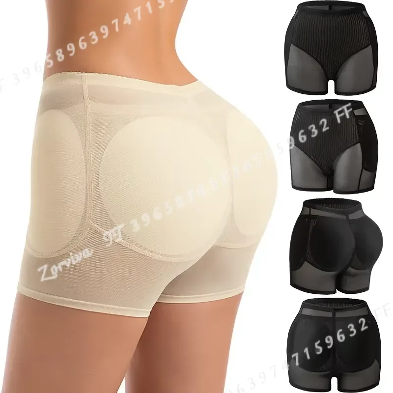 Women High Waist Butt Lifter Panties 4 Pad Hip Enhancer Tummy Control Shapewear Mesh Briefs Belly Slimming Body Shaper Shorts