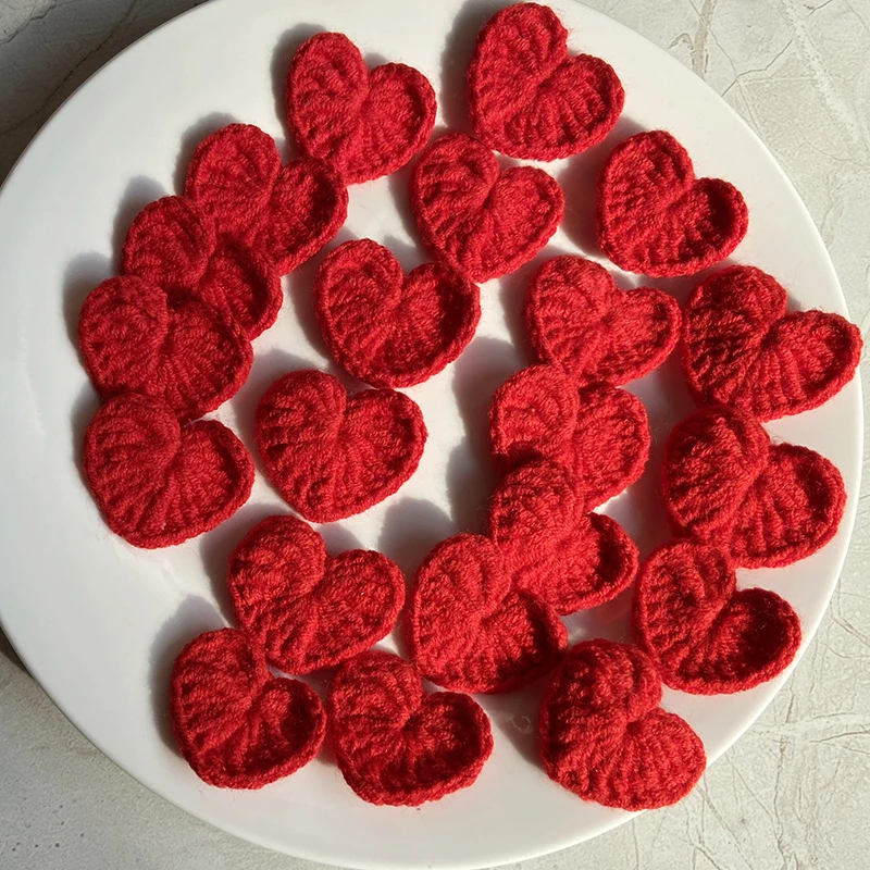 20PCS Crochet Hooked Hearts 3CM Cotton Thread Various Colors DIY Handmade Wool Hooked Sewing Supplies محك الخطاطاف 애심을 베풀다