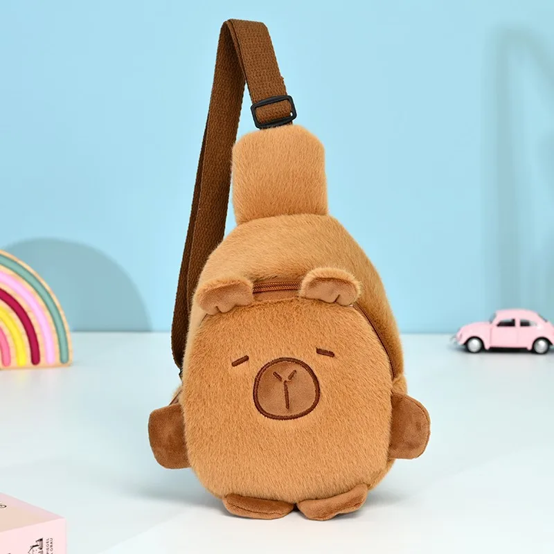 Kawaii Capybara Pluche Schoudertas Dagelijks Alles-in-één Opslag Leuke Cartoon Zachte Borsttas Mobiele Telefoon Tas Wintercadeaus voor Student
