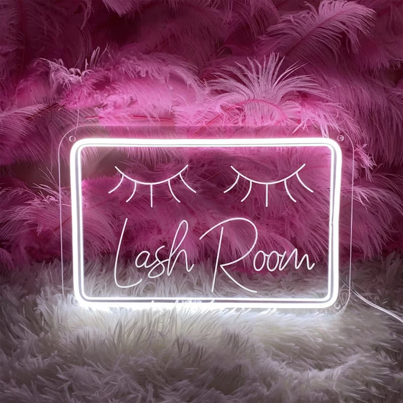 Niestandardowe znak biznesowy rzęsy światła neonowe LED Lash Room estetyczna dekoracja rzęs sklep Beauty Studio Salon szyld dekoracje ścienne