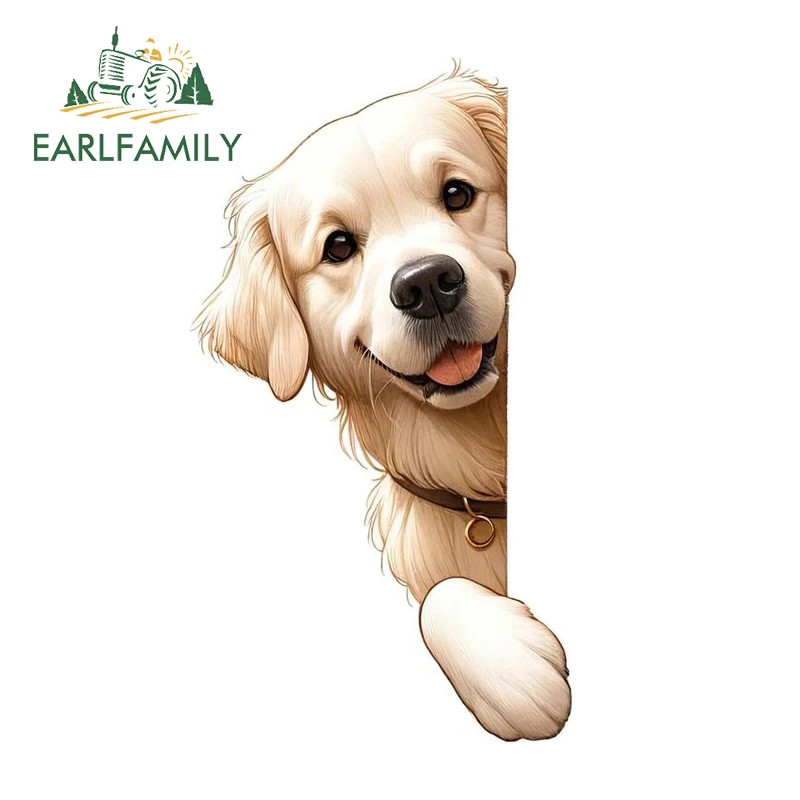 

EARLFAMILY Golden Retriever Puppy Peeking автомобильные наклейки милые мультяшные домашние животные наклейки на холодильник виниловые мотоциклетные устойчивые к царапинам