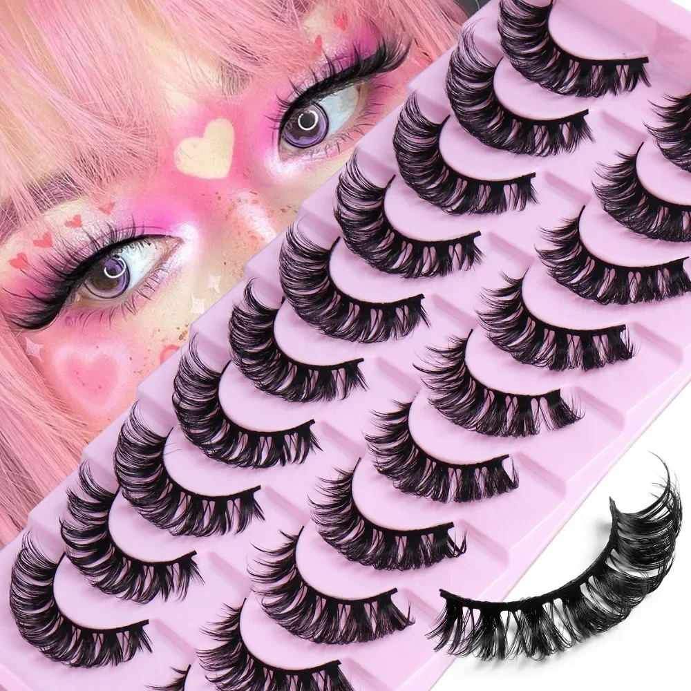 

10 Pairs Russian Strip Lashes 3D Fluffy Lashes Natural Eyelashes Dramatic False Eyelashes Extension