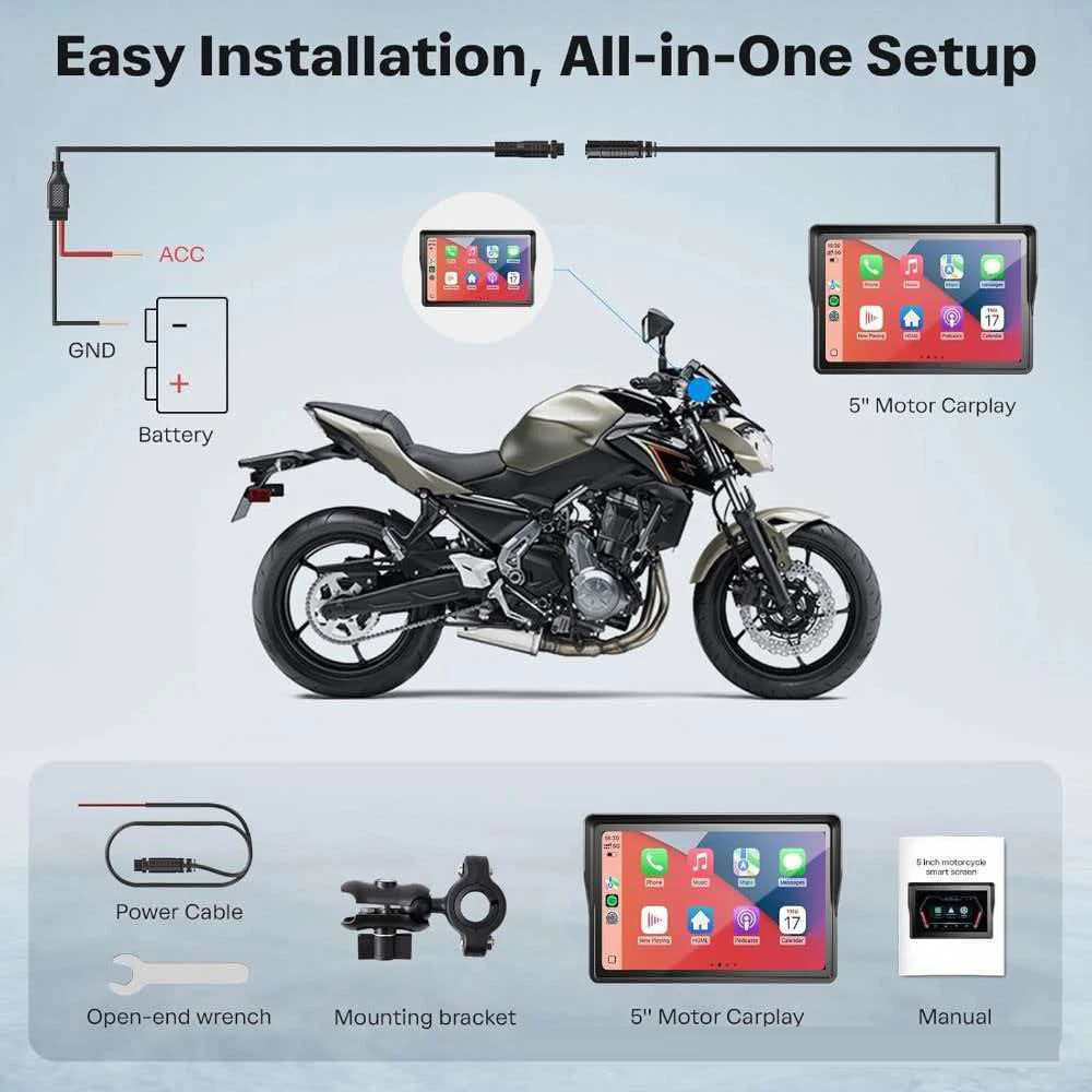 6.2" IP67 Waterproof Motorcycle 4K DVR  Navigation for Triumph Daytona 660 Wireless Carplay Android Auto Moto Recorder Monitor view 3